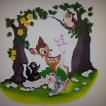 Muurschildering Disney Bambi, stamper en uil